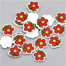 [룰루핑거] 우드비즈 데이지꽃 빨강 1.4x1.5x0.2cm (20개입), 없음