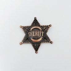 警長胸針 六角星別針 治安SHERIFF 榮譽創意徽章, R251, 1個