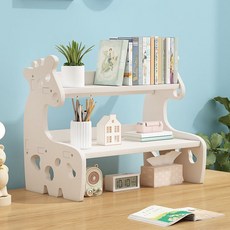 桌麵置物架 書桌收納架 置物架 辦公室桌上置物架 書桌收納床頭置物架辦公桌麵置物架桌上桌子收納桌上簡易學生桌麵, 白色小鹿中號,2層, 1個