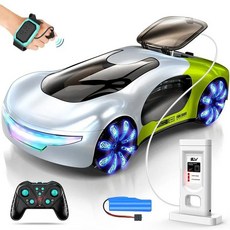 매직 스프레이 뮤직 RC 스턴트카 2.4G 제스처 컨트롤 차량 LED 조명 드리프트 장난감, Green