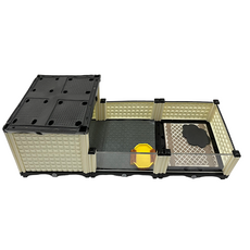 爬蟲飼養箱套組，寬敞空間透明壓克力，防逃脫網蓋，模組化設計，多種配件, 棕方格 灰墊 D組合 底座款, 1套