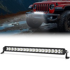 OFFROADTOWN 앰버 45.7cm(18인치) 싱글 로우 LED 라이트 바 80W 스팟 플러드 콤보 오프로드 드라이빙 라이트 울트라 슬림 라이트 바 방수 작업 라이트 얇은, 20 inch, 2-화이트