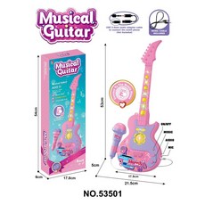 兒童麥克風玩具 炫酷燈光音樂 男孩女孩唱歌機玩具, 吉他-粉色（含包裝460g）, 1個