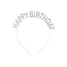 화려한 큐빅 공주 해피벌스데이 생일 머리띠 파티용품 홈파티 J078, 실버, 1개
