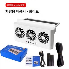차박 열기 배출 환풍기 자동차 환기 공기순환 차량용 통풍 팬, 태양광 + USB 화이트 1331B, 기본 모델명/품번