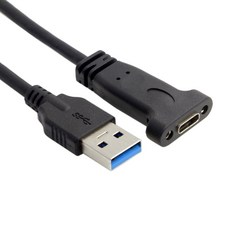 0.2M USB-C USB 3.1 유형 C TYPE-C 암 3.0 A 남성 데이터 케이블 20cm 패널 장착 나사 구멍, 0 0.2m_0 Black, 1개