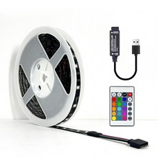 H HNMA HN 하마 RGB 16색상 플렉시블 LED 스트립 조명 5M 면발광 간접조명 네온 스트립 무드등, 1개, 혼합 색상