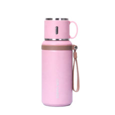 보온병 텀블러 316스테인리스 컵 뚜껑 스트랩 보냉, 1개, 600ml, 핑크