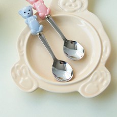 으로 좋은 포크 2color 디저트 스푼 베이비베어 60257EA 1(ea), 핑크