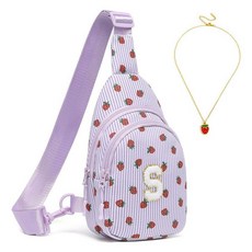 I IHAYNER Gilrs 크리스마스 생일 선물 작은 이니셜 슬링 백 5 6 7 8 9 10 11 12세 여아용 귀여운 크로스바디 백 스트로베리-M S 캐주얼