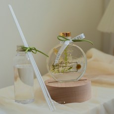 DAY OFF 浮游花乾燥花永生花小夜燈禮盒，聖誕節交換禮物，玻璃罩繡球玫瑰花裝飾，拍照道具, 璀璨白金,無（浮游花）