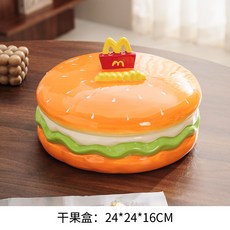 漢堡陶瓷乾果盤 零食分格收納盒, 漢堡乾果盒單層, 1個