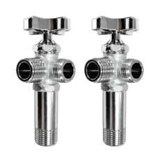 해정커머스 국산 황동 2구 앵글밸브 2개 1세트 비데용 단조 일체형 관붙이 양변기 세면대 부품, 크롬