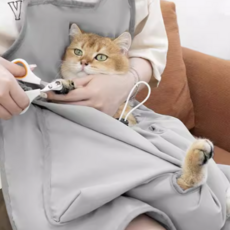 고냥냥 고양이 강아지 미용 발톱깎이 앞치마, 1개, 그레이