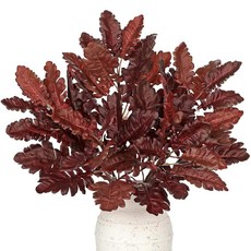 인조 오크 잎 가지 꽃병용 가을 줄기 5개 45.7cm18인치 인공 가지 장식용 농가 추수감사절 센터피스 할로윈 장식 레드 173503, # 버건디