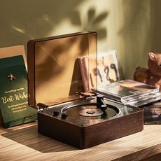 CDP 레트로 감성 블루투스 CD플레이어 무선, 호두 우드