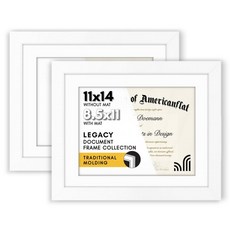 AmericanFLAT 플랫27.9x35.6cm11x14인치졸업장프레임및비산방지유리-21.6x27.9cm8.5x11인치프레임으로사용또는매트가없는디스플레이27.9x35.6cm11, 2팩, 화이트