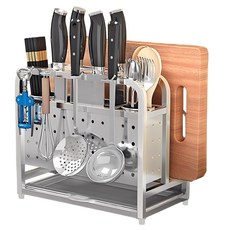 304不鏽鋼多功能刀具砧板架 - 廚房收納好幫手，刀具砧板整齊歸位，節省空間，防鏽耐用, 1組, 不鏽鋼原色