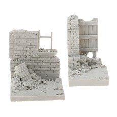 shangren 1/35 레이아웃 디오라마 풍경 건물 장난감 수지 유적 도시 벽 모델 2Pcs, 6.5x6.5x8cm, 자연