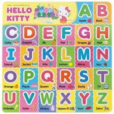 HELLO KITTY ABC嵌入板拼圖 C678035/一個入 ABC拼圖 Kitty拼圖 KT拼圖 IQ MIT製, 多種顏色, 1個, 28片
