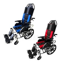 來而康 富士康 機械式輪椅 FZK-AB 躺舒芙 鋁合金仰躺輪椅 輪椅B款補助 附加功能A B 贈輪椅置物袋 頭靠 仰躺, 1個, AB2020,黑藍, AB2020,黑藍