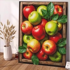 wonderful live 보석십자수 대형 DIY 키트 캔버스형 액자 풍경 인물 해바라기 꽃식물 부엉이 40 x 50 cm, 1개, 돈들어오는 사과