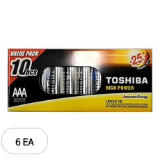 도시바 알카라인 AAA건전지, 6개, 10개입