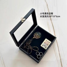 復古木紋唐卡佛牌吊墜收納展示盒, 1個, 黑皮