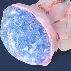 24H台灣出貨 99朵永生玫瑰花束 永生花 玫瑰花 情人節送禮 婚禮禮物 生日送禮, 漸層藍+粉包裝（限一個）