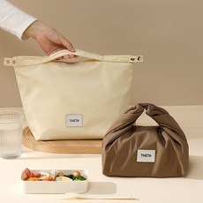 살림하는언니들 심플 모던 보온보냉 직장인 도시락가방 런치박스 식단, 카키, 1개