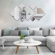 DIY 아크릴 다이아몬드 거울 홈 장식 벽 스티커 예술 벽 스티커, 실버