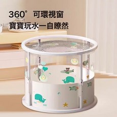 兒童寶寶游泳桶泡澡桶家用新生兒洗澡盆游泳池可疊洗澡浴桶浴盆, 米白:70*65