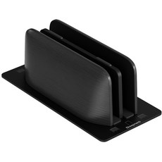 Ekeepment 우드클램쉘 노트북 태블릿 수직 세로 클램쉘 거치대 Slot 2, Black, 1개