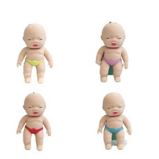 긴 머리 인어 공주 고무인형, 1개, 14cm 피부색 인형 (속옷 색상 랜덤)