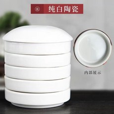 景德鎮五層陶瓷調色盤帶蓋 美術生專用水粉水彩國畫調色碟顏料盤, 1個, 純白-五層調色碟