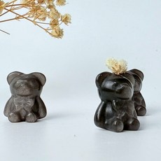 銀曜石小熊雕刻擺件 - 可愛精雕 約1.6cm (隨機出貨), 1個