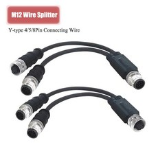 M12 와이어 분배기 연결 산업용 등급 방수 라인 250V 차폐 22AWG 케이블 커넥터, 1M, 8페이지, 1 Male to 2 Female