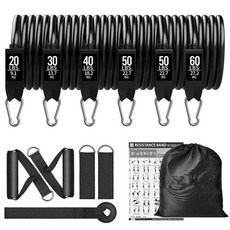 가슴운동기구 운동 바 피트니스 저항 밴드 세트 필라테스 요가 로프 훈련 기 홈 보디 빌딩용 체육관 장비, SET-250LB-12PCS