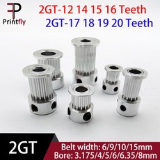 Printfly 2GT 12 14 15 16 17 18 19 20Teeth 타이밍 풀리 2M Bore3.175/4/5/6/6.35/8mm 벨트 폭 6/9/10/15m, 03 Belt width 6mm, 12 20Teeth Bore 6mm