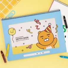 카카오프렌즈 / 해피모먼트 스케치북 라이언 / 어린이스케치북 초등스케치북 캐릭터스케치북 카카오스케치북 초등학생스케치북 유아스케치북, 1개