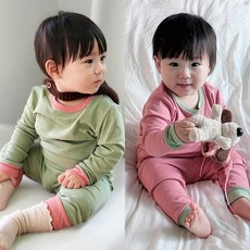 슈슈페 봄 사계절 아기내복 신생아 긴팔 유아동 배앓이 골지 스판 유아 아기실내복 젤라또 말차라떼