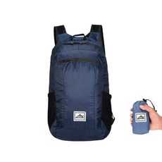 초경량 접이식 휴대용 방수 포켓 백팩, 네이비