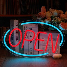 OPEN LED 네온사인 영업중 네온사인 40cm*25cm USB에 에너지 절약 방수 연결로 밝기 조절 가능
