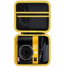 KODAK 미니 2 레트로 P210R 인스턴트 디지털 카메라 포토 프린터 하드 케이스, 미니 샷 4시대, 블랙 + 옐로우 케이스