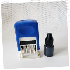 파란색 날짜 도장 스탬프 검정 잉크 사무용 서류 인장 날인 용품, 1개, 추가잉크1개