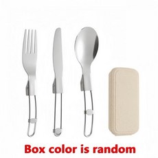 캠핑테이블 야외 미니 휴대용 스푼 포크 식기 캠핑 스테인레스 스틸 커트레이 세트 하이킹 캠프 요리 용품 3 개, Box Color Random, 1개
