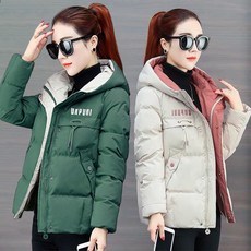 중년여성의류 카고 숏패딩 점퍼 40대50대 겨울패딩 빅사이즈 배색 포켓 웰론 후드패딩 코트