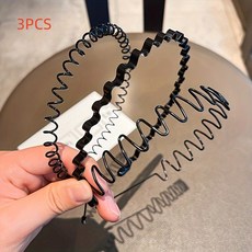 9개 남성용 보이지 않는 미끄럼 방지 스포츠 헤어 후프 - 심플한 블랙 웨이브 디자인. 그립이 워시 페이스, 01 Size fits all, 01 3Pcs-Set