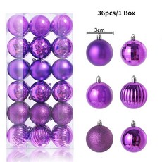 聖誕球飾品 36件/盒, 紫色,36Pcs/Box, 1個