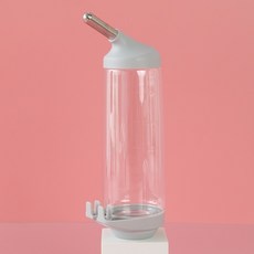第二代寵物懸掛飲水器 不鏽鋼水嘴 500ml/300ml多容量可選 適用籠子 貓狗通用, 1個, 灰色,大號 500ml